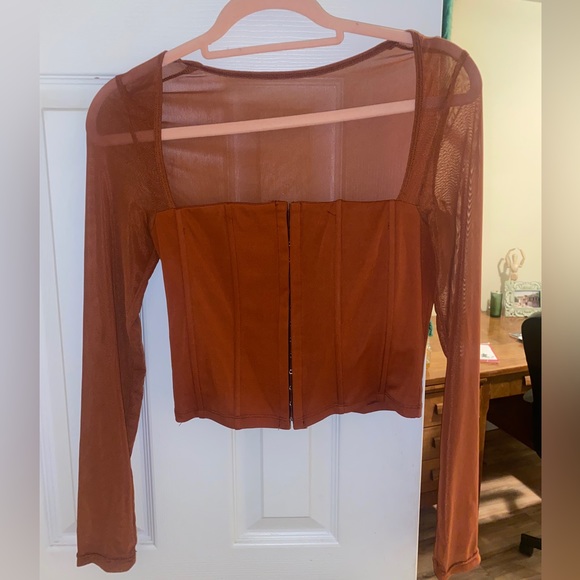 Ariana Grande Mesh Brown/Burnt orange corset top - Picture 2 of 5